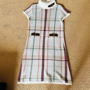 Janie and Jack Cream Plaid Dress with Button Details